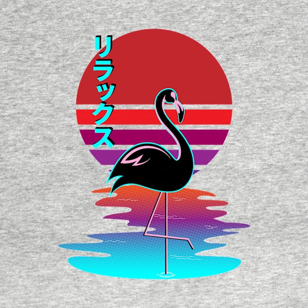 Relax - Relaxing Black Flamingo Synthwave Sunset Rirakkusu by Brobocop